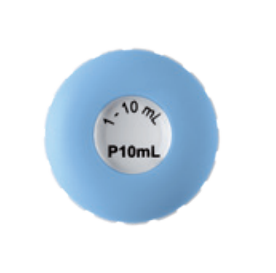 GI FA07020-1 Top view of a blue Gilson Pipetman G, L, & Neo Plunger Button with ridged sides for P5000G and P5000L models, shown on a white background.