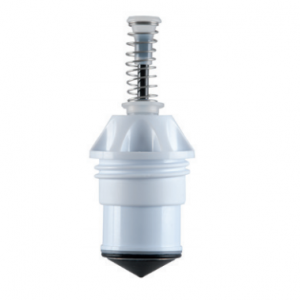 The Pipetman G & L Piston Assembly, 10ML, 10000µL (P10mLG, P10mLL, Gilson) features a white plastic spring-loaded valve with a cylindrical body and tapered black tip, designed for use in 10ML pipette mechanisms. Shown on a plain background.