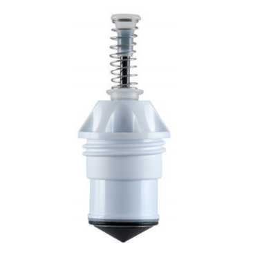 The Pipetman G & L Piston Assembly, 10ML, 10000µL (P10mLG, P10mLL, Gilson) features a white plastic spring-loaded valve with a cylindrical body and tapered black tip, designed for use in 10ML pipette mechanisms. Shown on a plain background.