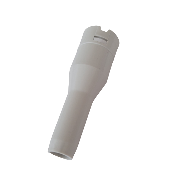 SA711462__ A Proline Electronic / ePET Single Channel 1200μL (Sartorius) white cylindrical plastic nozzle with a slightly tapered body and Tip Ejector Collar, pictured on a plain background.