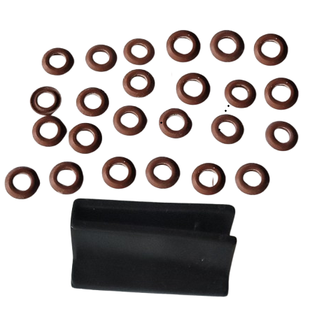 Twenty-four Transferpette V-rings (Old Style, Multichannel, 25μL, BrandTech) with removal tool