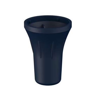 A black, tapered, cylindrical plastic Gilson Macroman New Version nosepiece with a flared top and vertical side grooves.