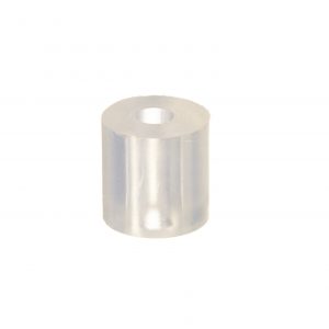 The Macroman Older Version Filter Rubber (Gilson) is a clear cylindrical plastic spacer with a central hole, compatible with Gilson systems, and is displayed on a white background.