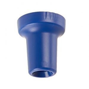 The Macroman Nose Piece (Older Version for Gilson) is a blue plastic cap with a flared top and narrow cylindrical base, shown on a white background.
