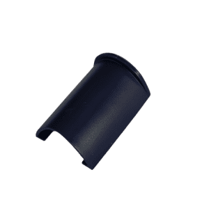 A dark blue Pipet-Lite XLS Tip Ejector Button for all volumes (Rainin), featuring a curved plastic design with two notches on one end, is photographed on a white background.