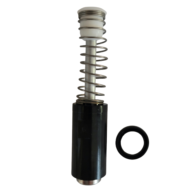 A Rainin Pipet-Lite XLS/XLS+ piston assembly for LTS & Trad Shafts (H, L, RL, SH, SL), 1000μL, with black cylindrical base and separate black O-ring shown on a white background.