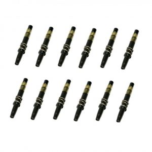 Twelve identical mLINE / Tacta Piston Assembly Packs, 12 Channel, 10-100μL (Sartorius), are arranged in three rows on a white background.