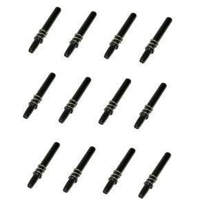 Twelve identical black pen ink converters, resembling a mLINE / Tacta Piston Assembly Pack, 12 Channel, 30-300μL (Sartorius), are arranged in rows on a white background.