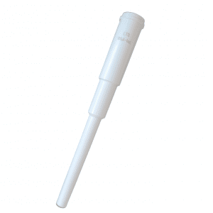 Rainin Standard Length Shaft LTS pipette tip, 1000μL, made of white plastic and compatible with Rainin pipettes, shown on a plain background with a cylindrical shape tapering to a narrow point.