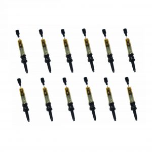 Twelve identical mLINE / Tacta Piston Assemblies, 12 Channel, 0.5-10μL (Sartorius), are arranged in three rows on a white background.