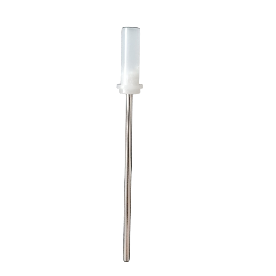 NI 00-NX2-0100100 A Nichiryo / Oxford Plunger Set, 100μL (Nichiryo), featuring a metal rod with a white plastic cap on one end, is displayed standing upright against a plain white background.