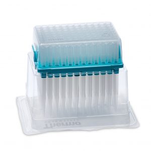 A box of Thermo Scientific ClipTip 1250 Reload Inserts, 15-1250μL, Turquoise (8 inserts x 96 tips), designed for precise liquid handling in labs.