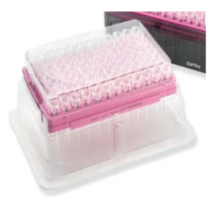 A box of Thermo Scientific ClipTip 1250 Reload Inserts, turquoise, 15-1250μL, includes 8 inserts with 96 sterile pipette tips each for organized laboratory use.