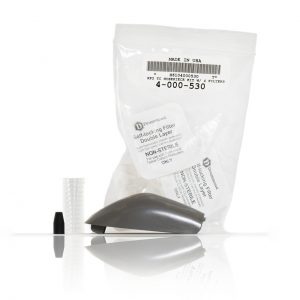 A non-sterile DreamGuard double-layer self-locking filter with gray plastic and white cylinder, compatible with the Portable Pipet-Aid XP2 TC Nosepiece Cover Kit with Filters, Rubber Insert & Hose Connector (Drummond).