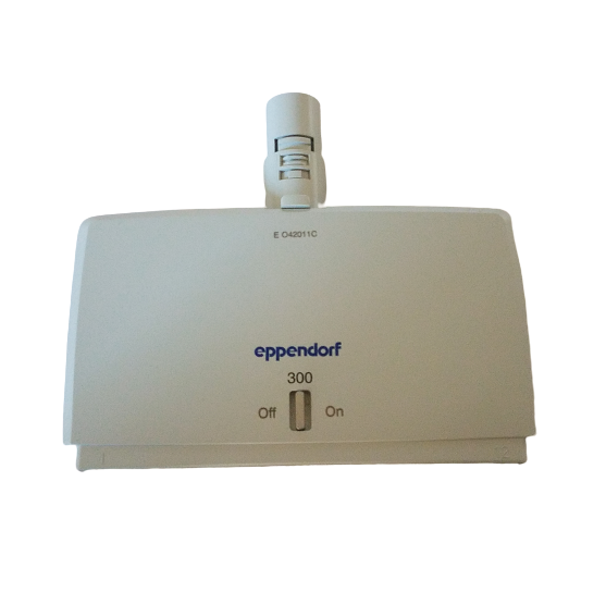 A white Reference 2 Housing Case, Multichannel, 12-channel, 300μL (Eppendorf) with an off/on switch and top connector is shown isolated on a white background.
