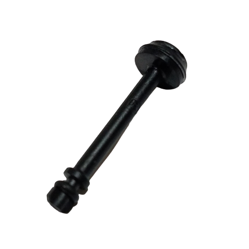 Black metal nozzle & piston assembly for Rainin Pipet-Lite XLS, XLS+, E4 XLS 10μL multichannel pipettes, featuring a circular flat top and two bottom ridges, photographed on a plain white background.