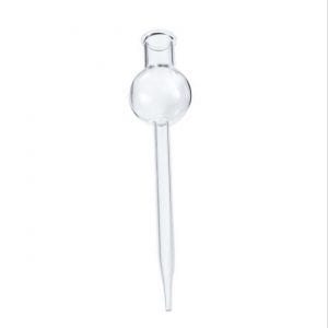 Photographed on a plain white background, a Nichiryo glass pipette with a central round bulb and narrow tip, ideal for use with Glass Pipette Tips for Nichipet ECO (box of 10, 1-10mL), ensuring compatibility and precision.