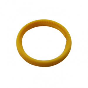 A yellow Finnpipette F1 & F1-ClipTip Decoration Ring (Upgrade Version, Thermo Scientific) with a smooth surface and slightly textured inner edge, displayed on a white background.