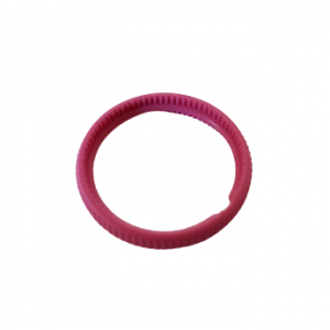 A pink, circular Finnpipette F1 & F1-ClipTip Decoration Ring, Upgrade Version by Thermo Scientific, featuring a textured grip and a small gap on one side, shown on a white background.