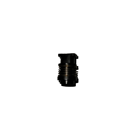 A small, black cylindrical mechanical part with ridges and grooves is centered on a white background—perfect for the E1 ClipTip Tip Ejector Assembly, Multichannel (Thermo Scientific) system.