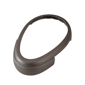 Gray, oval-shaped plastic display frame with raised front edge; Reference 2 Display Frame for single and multichannel Eppendorf devices—ideal as a replacement part.