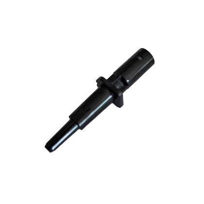 Black plastic electrical connector pin on a white background, shown at an angle—similar in precision to Rainin Pipet-Lite XLS/XLS+/E4 XLS/XLS+ Multichannel Nozzle 20μL components.