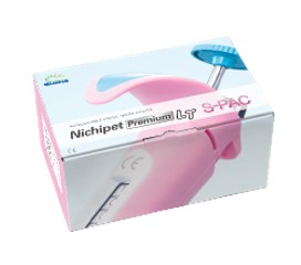 Screenshot 2021-05-10 150638 The Nichipet Premium LT Starter Pac-A by Nichiryo includes a 3-pack of pipettes (10μL, 100μL, 1000μL) with tips—perfect as a starter set for any laboratory. The box features an image of a pink and blue pipette.