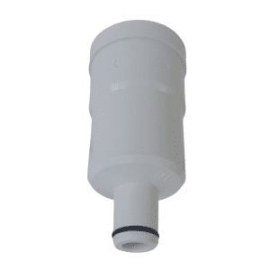 The Nichipet EX Nozzle with Nozzle O-ring, 10mL (Nichiryo) is a white plastic cylindrical fitting featuring a small black O-ring at the bottom, displayed against a plain background.