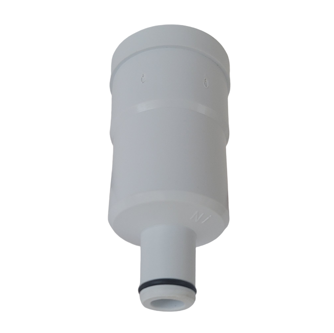 NI NX-0410MLA The Nichipet EX Nozzle with Nozzle O-ring, 10mL (Nichiryo) is a white plastic cylindrical fitting featuring a small black O-ring at the bottom, displayed against a plain background.