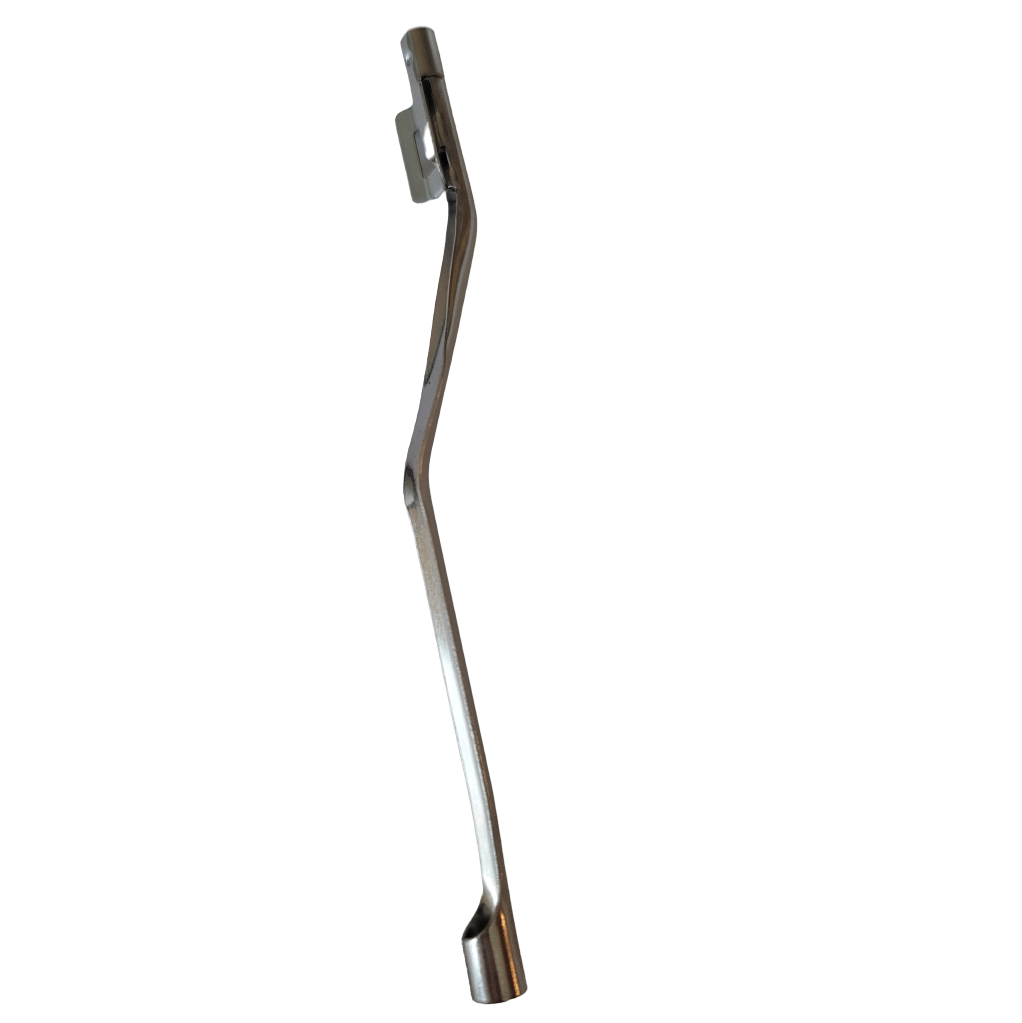 A metal Rainin Tip Ejector Arm, Single Channel with a traditional shaft design for 100μL (Rainin), is displayed against a white background.