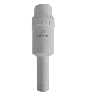 Pipet-Lite Shaft Coupling Nut, Single Channel, L, SL, 2-5000μL (Rainin), white plastic, shown upright against a plain white background.