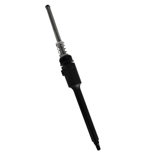 A black soldering iron with a long handle, exposed metal tip, and spring near the end is isolated on white, resembling the precision of the Thermo Scientific Finnpipette F1 ClipTip Upgrade Tip Cone Assembly, Plastic Tip Fitting, 20μL.