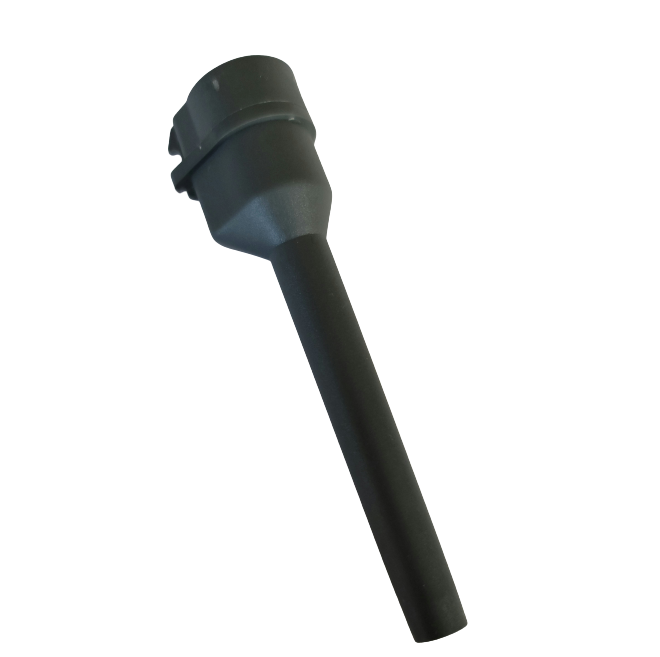 SA LH-721104 A black Proline Mechanical Tip Ejector Collar (Sartorius), compatible with 10μL, 20μL, 50μL, 100μL, and 200μL volumes, features a wider top and narrower bottom section and is displayed against a white background.