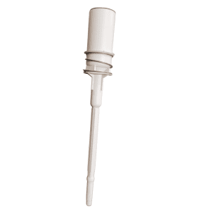 A white plastic washing machine agitator, shown on a plain white background, with durability similar to the BrandTech Transferpette S Shaft with Ejector Spring, Single Channel, New! (2020+), 2-20μL, 25μL.