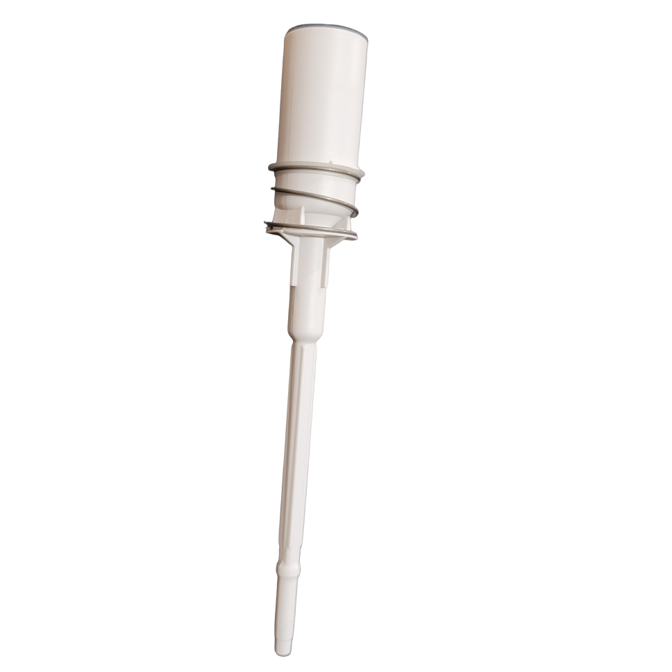 A white plastic washing machine agitator, shown on a plain white background, with durability similar to the BrandTech Transferpette S Shaft with Ejector Spring, Single Channel, New! (2020+), 2-20μL, 25μL.