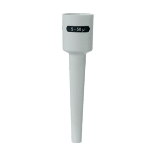 A Transferpette S Lower Part of Ejector, Single Channel, 5-50μL (BrandTech, 2020+), is displayed against a plain background.