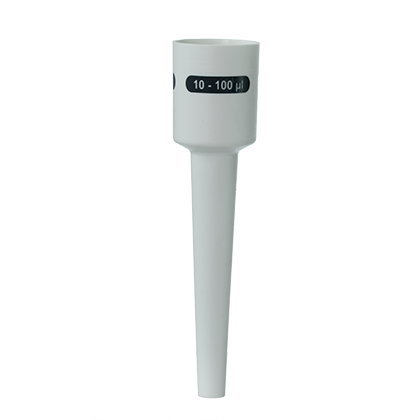 BT 704735 A white plastic Transferpette S Lower Part of Ejector, Single Channel (10-100μL, BrandTech, 2020+), designed for precise liquid handling in labs.