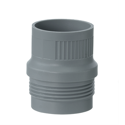 BT 705508 A grey plastic threaded connector with ridged edges, shown on a white background, compatible with the BrandTech Transferpette S Upper Ejector Single Channel models (New! 2020+) in 1µL, 2.5µL, and 10µL volumes.