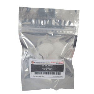 A sealed foil pouch contains Drummond TC Replacement Filters, 0.2µm, Sterile, 5 Pack (Drummond), with a product label listing catalog number 44-900-054.