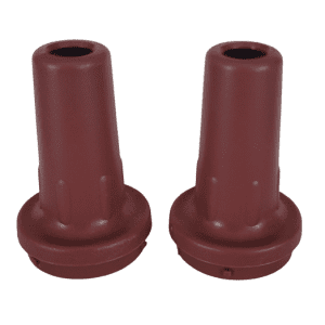 Two Drummond EZ Grip TC Nosepieces, burgundy, are upright side by side on a white background. 2 Pack by Drummond.