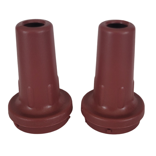 DR 4-000-079-BU Two Drummond EZ Grip TC Nosepieces, burgundy, are upright side by side on a white background. 2 Pack by Drummond.