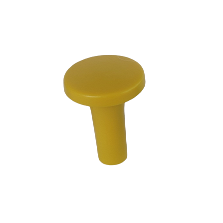 A red, round-headed, plastic pushbutton—Axypet Pro / Lambda EliteTouch Pushbutton, Red (Labnet)—with a slightly tapered cylindrical base, photographed against a white background.