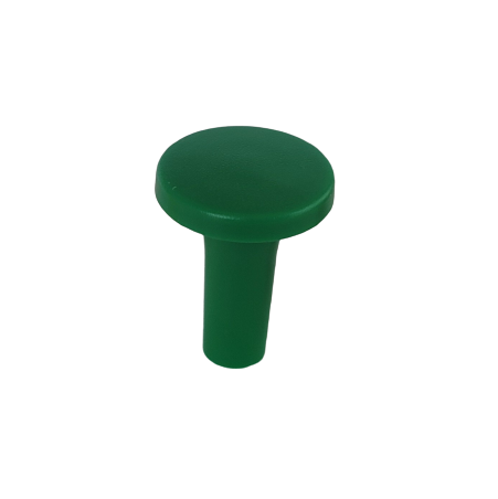 A small red pushbutton with a round top and cylindrical base, compatible with Axypet Pro and Lambda EliteTouch pipettes (Labnet), displayed against a white background.