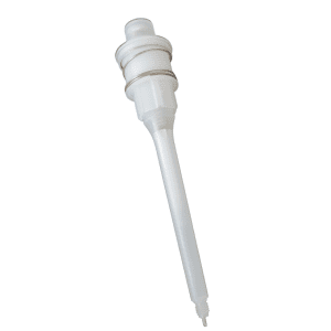 The Axypet Pro / Lambda EliteTouch Single Channel Plunger Assembly, 10μL (Labnet) is a white plastic dispenser with a long nozzle, ideal for dispensing small liquid volumes in lab settings.