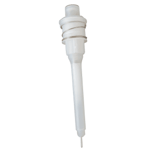 A white plastic Axypet Pro / Lambda EliteTouch Single Channel Plunger Assembly, 20μL (Labnet), featuring a long tube and spring mechanism, is shown against a plain white background.