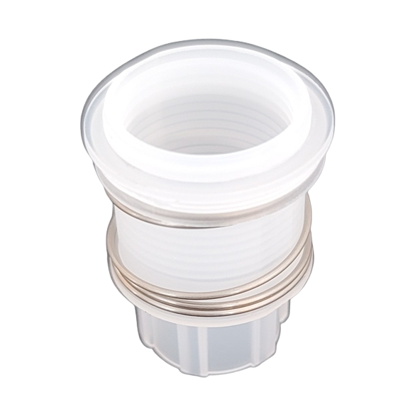 Axypet Pro / Lambda EliteTouch Connecting Bush (Labnet) shown: a white plastic, wide-opening, ribbed connector compatible with Axypet Pro systems, displayed against a white background.