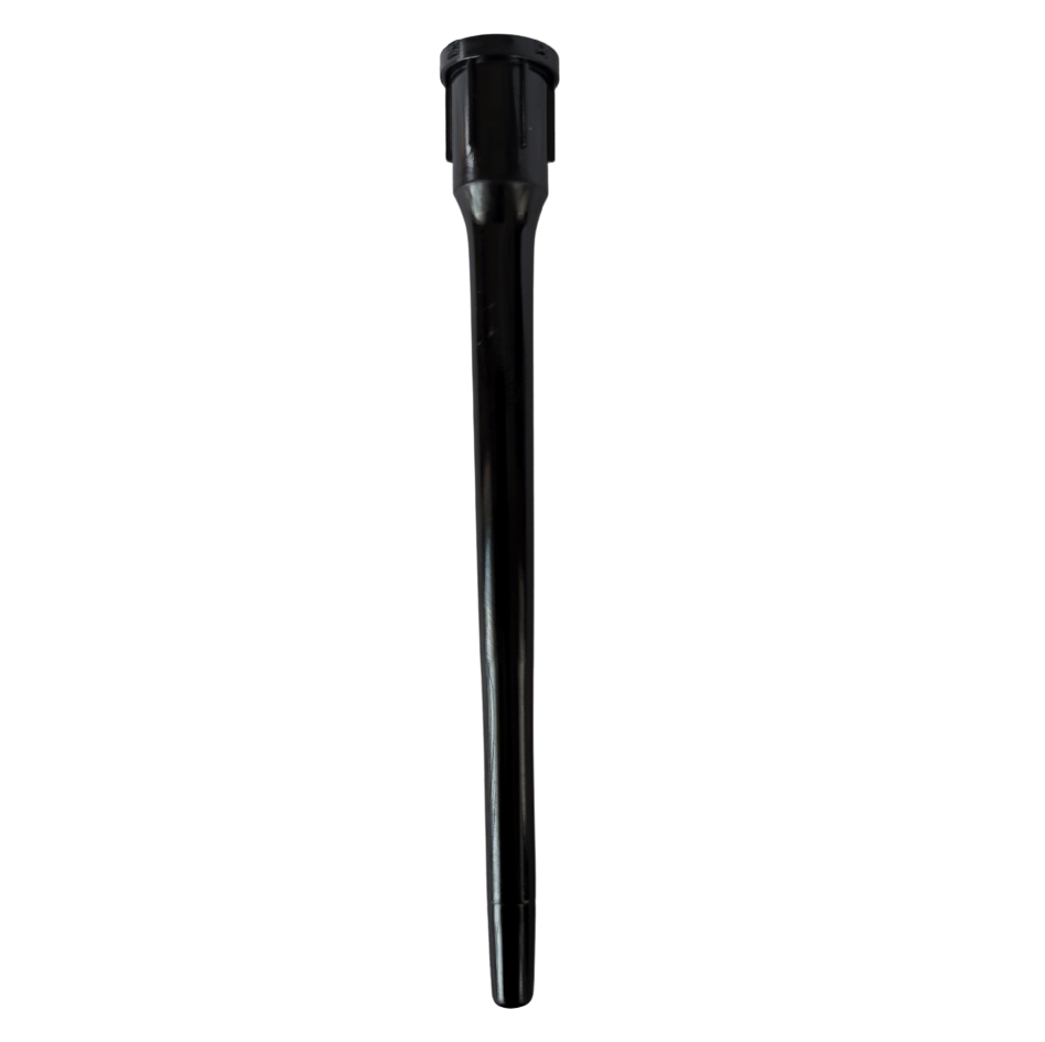 A black plastic spike with a wide hexagonal top, designed for mounting or supporting the Axypet Pro / Lambda EliteTouch Single Channel Shaft Holder with Shaft, 200μL (Labnet) in the ground.