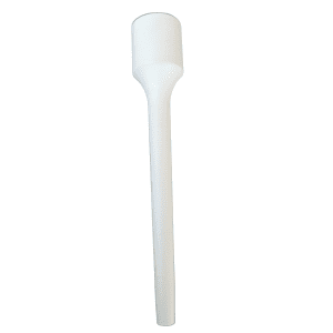 A white plastic rod with a wide top and narrow shaft, designed as the Axypet Pro / Lambda EliteTouch Single Channel Tip Ejector for 2μL and 10μL Labnet pipettes.