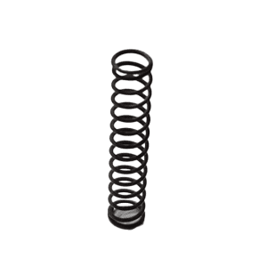 A black metal coil spring stands upright on a white background, evoking the precision and reliability of the Finnpipette F1 ClipTip Upgrade Ejector Spring for Single Channel Slim pipettes (10–300μL, Thermo Scientific).