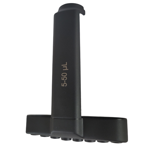 LN SP19532 A black Axypet Pro / Lambda EliteTouch Tip Ejector multichannel pipette (8 channels, 50 µL, Corning) is shown against a white background.